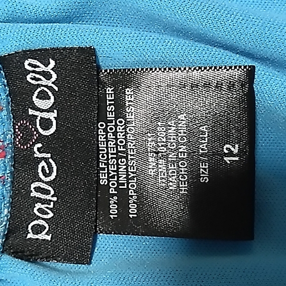 Paper Doll Blue & Pink Geometric/Aztec High Low Midi Dress. Size 12 (girl) - Picture 9 of 9